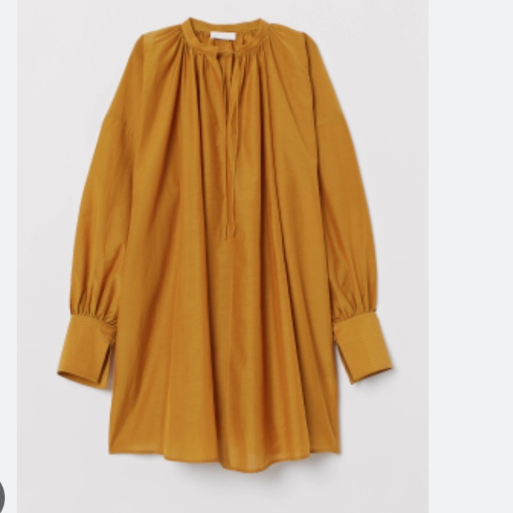 ❤️H&M Silk Blend Dress Mustard Oversized Size 4